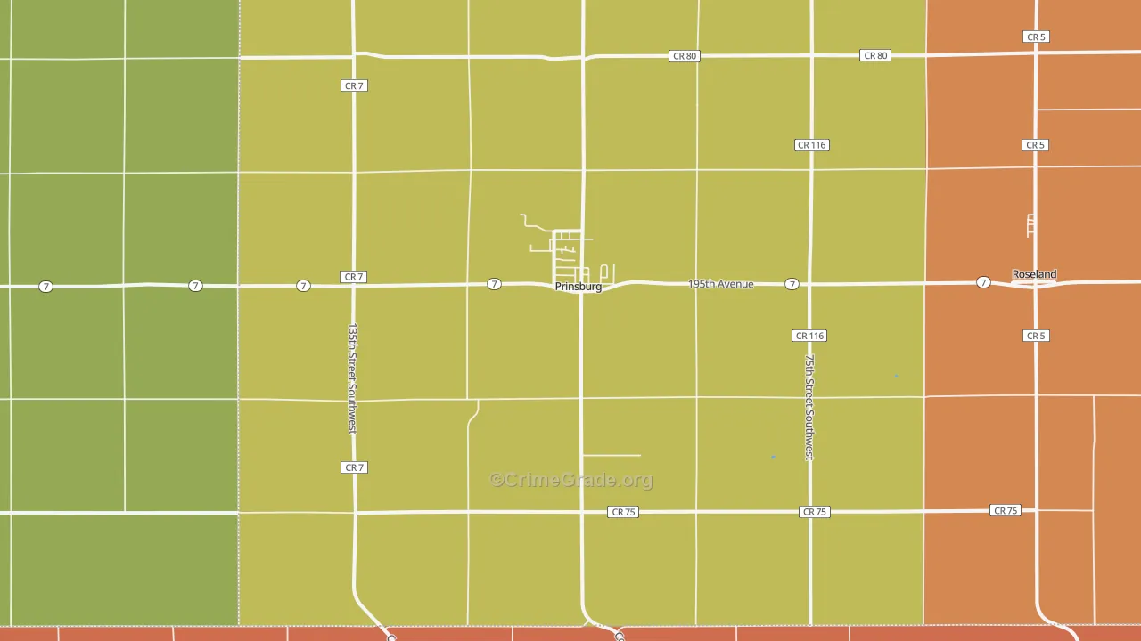 Prinsburg, MN Map of Assault Rates