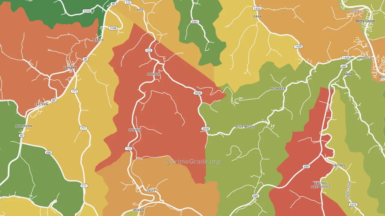 Printer, KY Map of Assault Rates