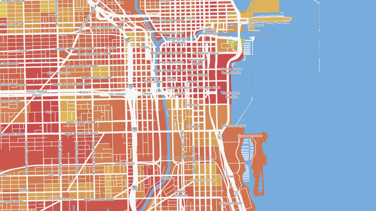 Printers Row, Chicago, IL Map of Assault Rates