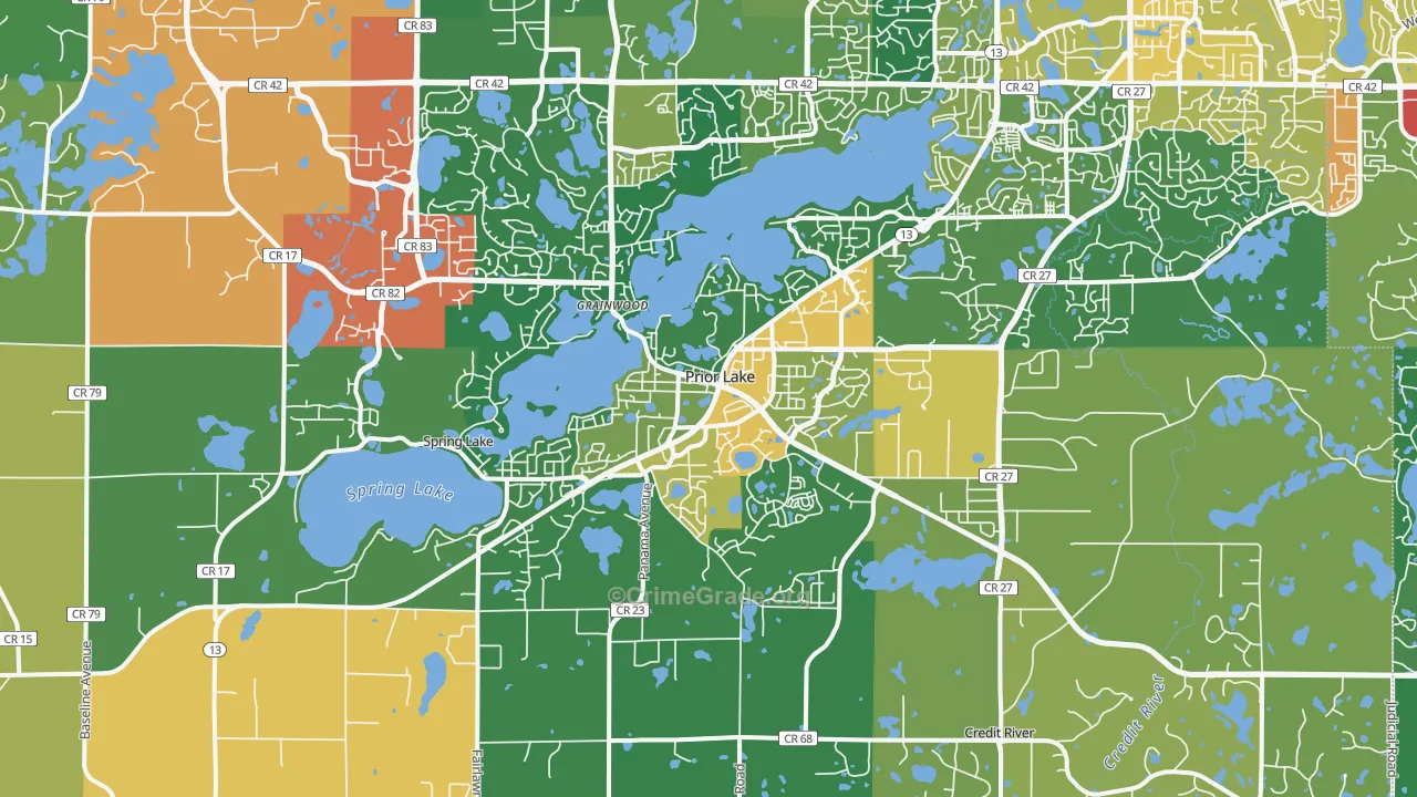 Prior Lake, MN Map of Assault Rates