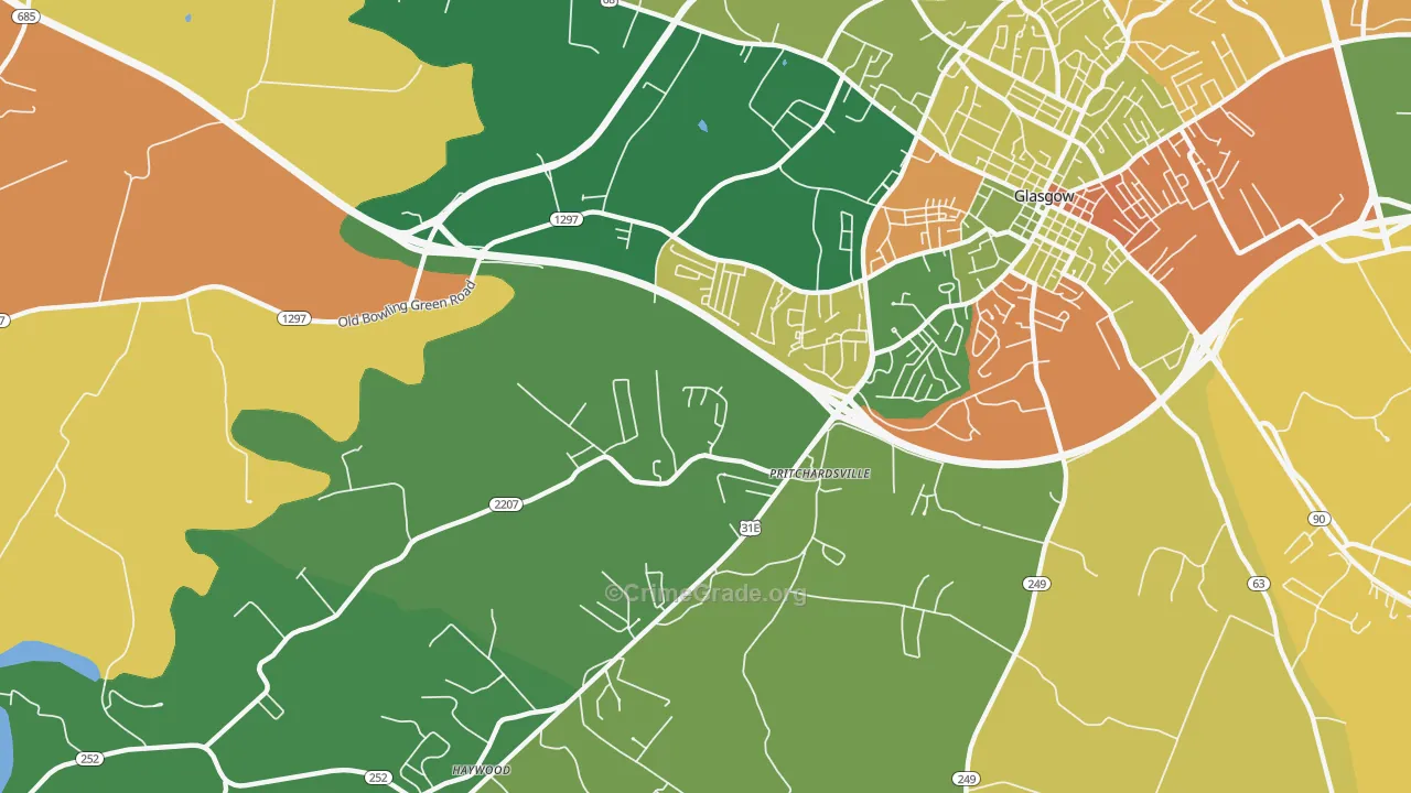 Pritchardsville, KY Map of Assault Rates