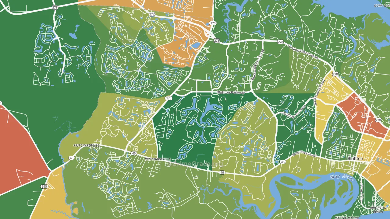 Pritchardville, SC Map of Assault Rates