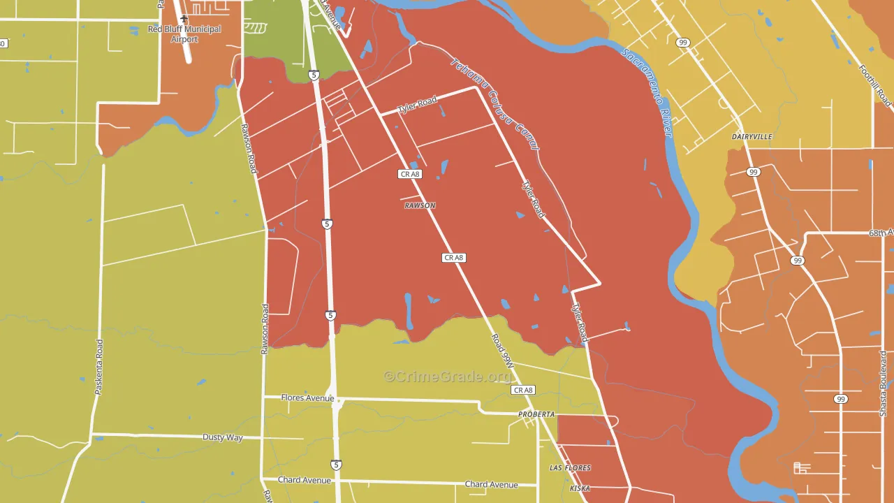 Proberta, CA Map of Assault Rates