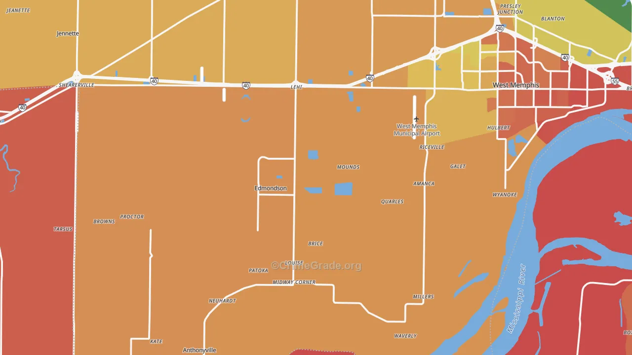 Proctor, AR Map of Assault Rates