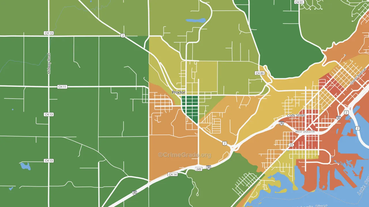 Proctor, MN Map of Assault Rates