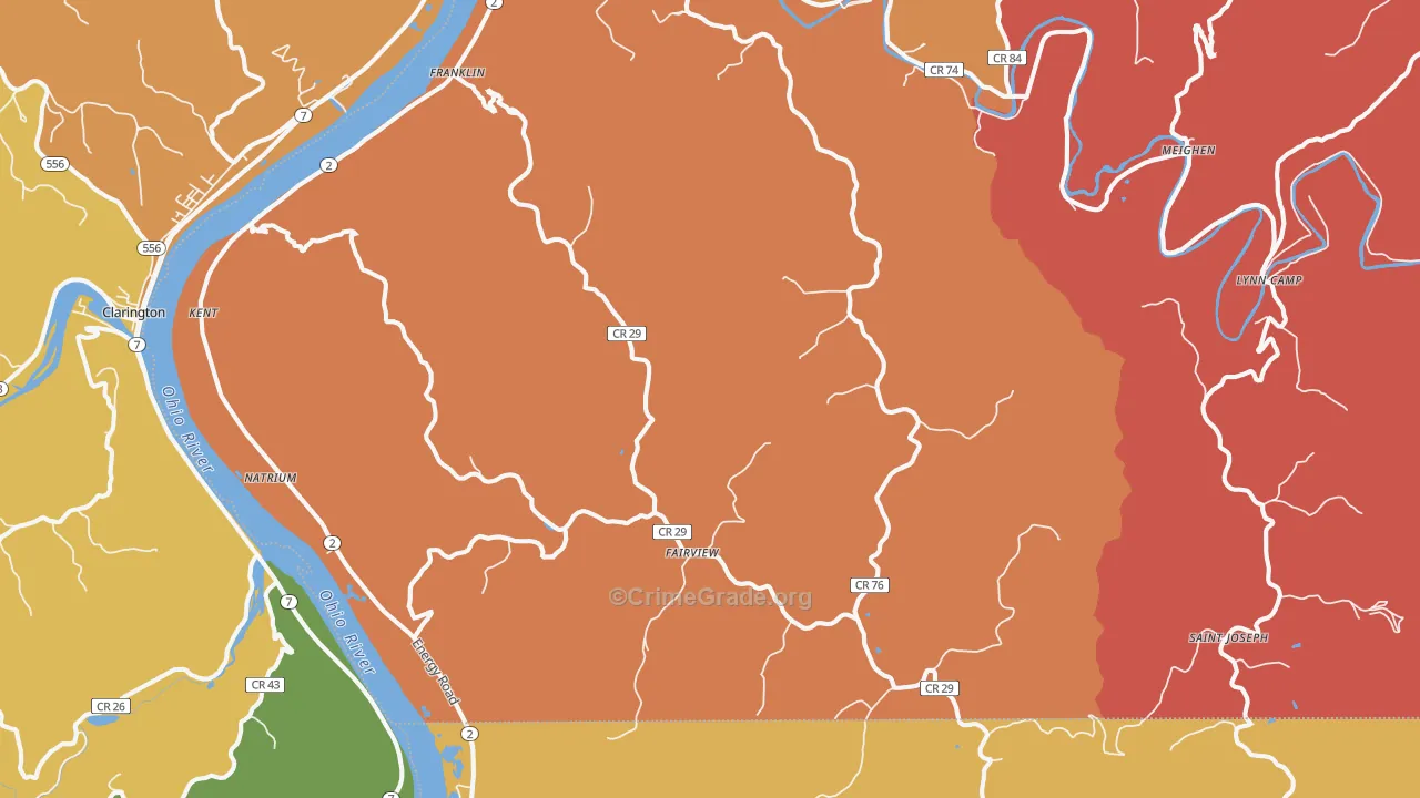 Proctor, WV Map of Assault Rates