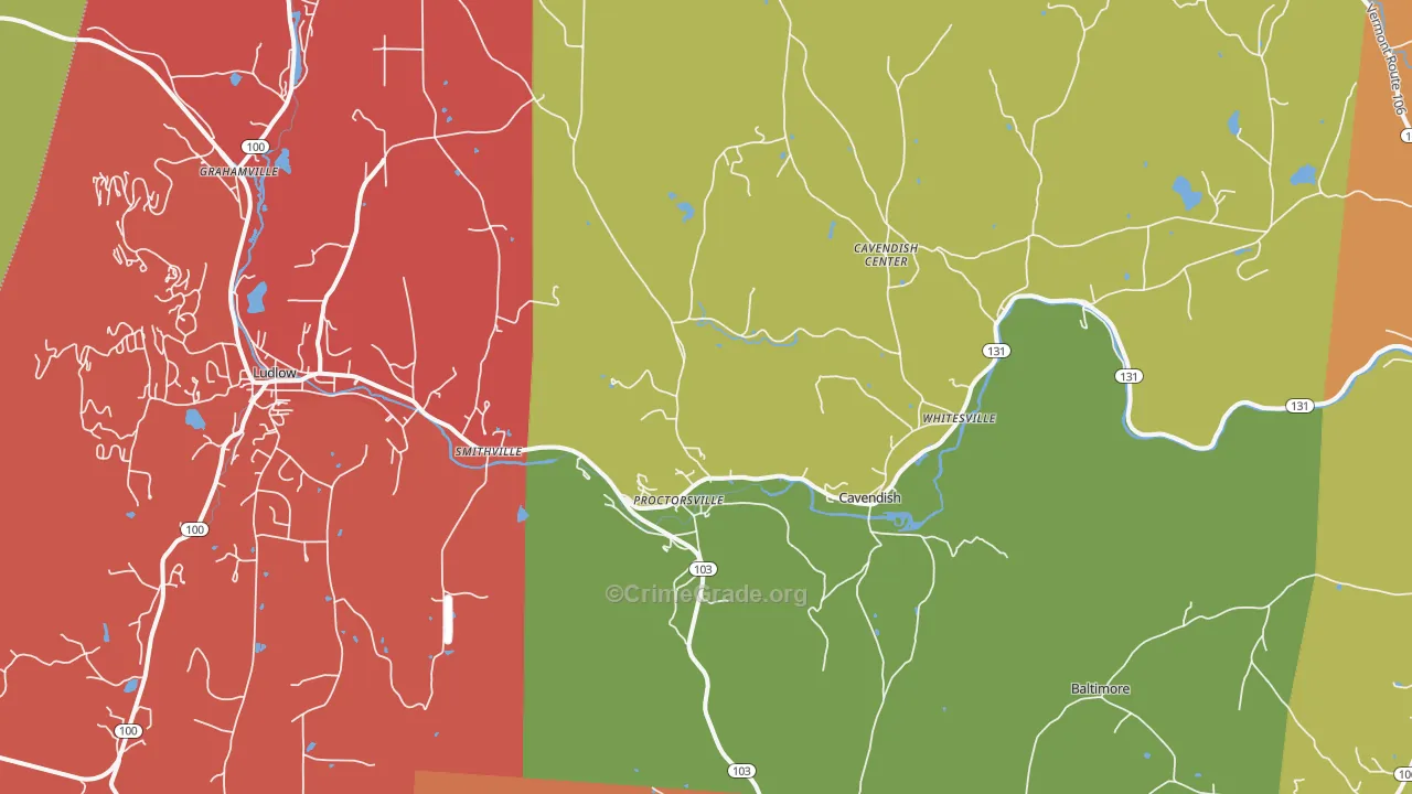 Proctorsville, VT Map of Assault Rates