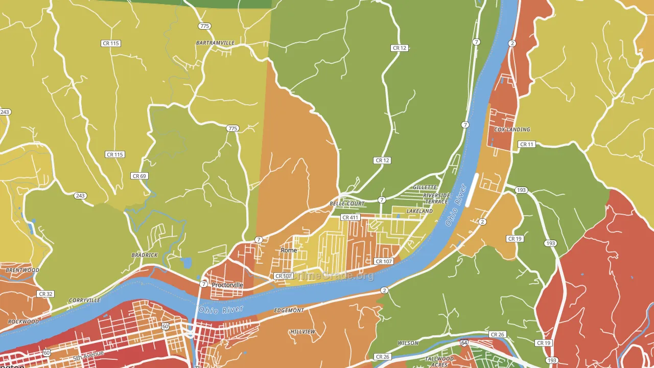 Proctorville, OH Map of Assault Rates