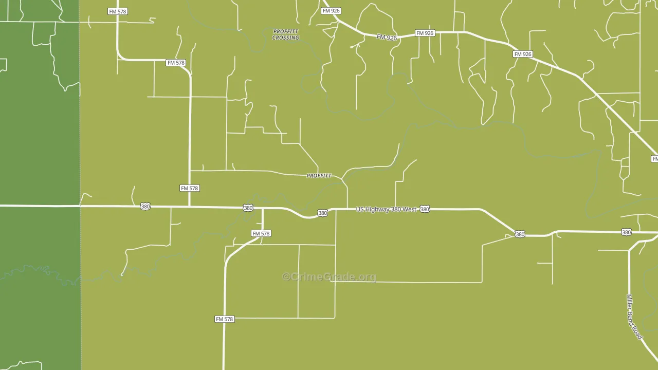 Proffit, TX Map of Assault Rates