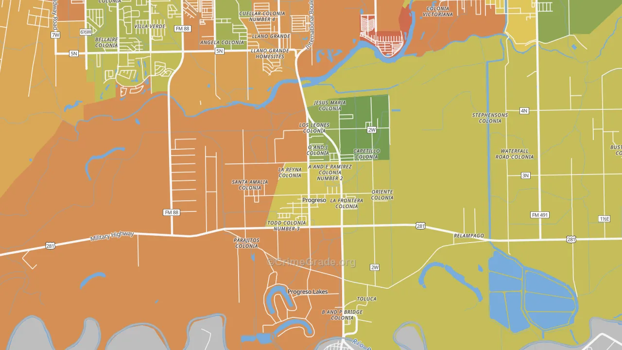 Progreso, TX Map of Assault Rates