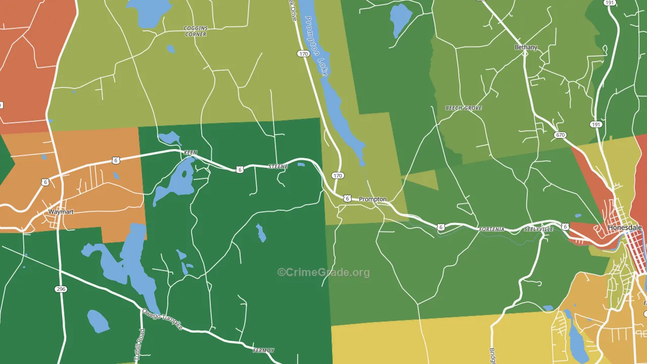 Prompton, PA Map of Assault Rates