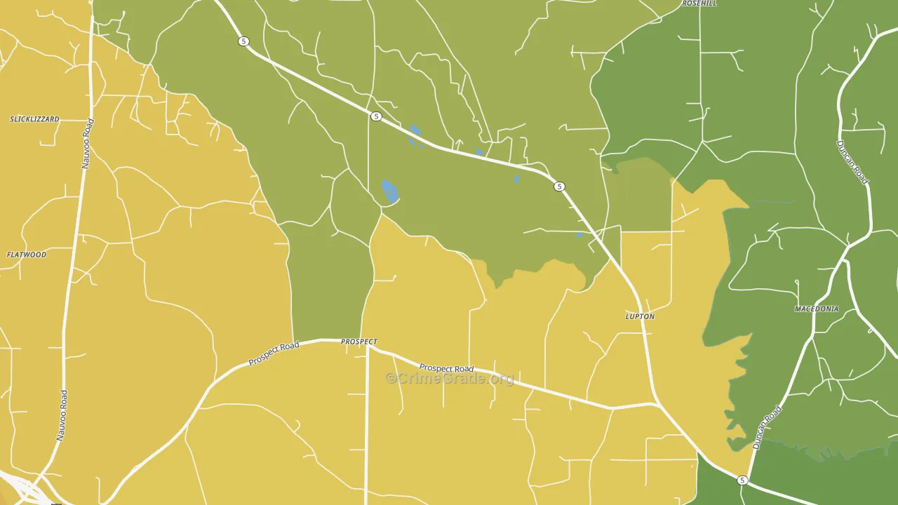 Prospect, AL Map of Assault Rates