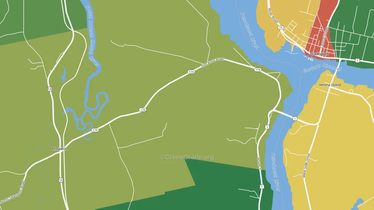 Prospect Ferry, ME Map of Assault Rates