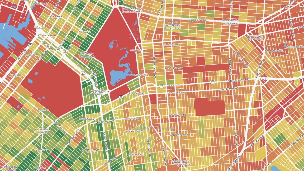 Prospect Lefferts Gardens, Brooklyn, NY Map of Assault Rates