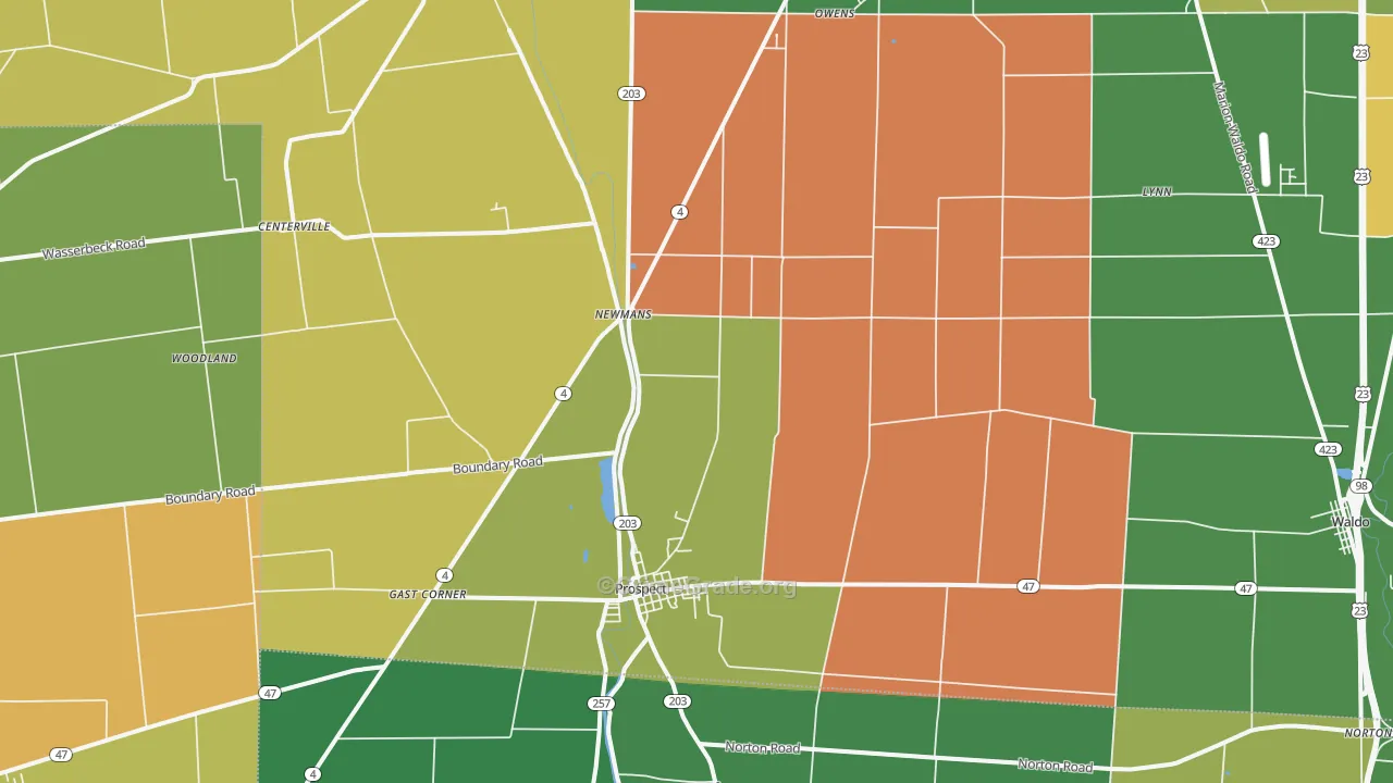 Prospect, OH Map of Assault Rates