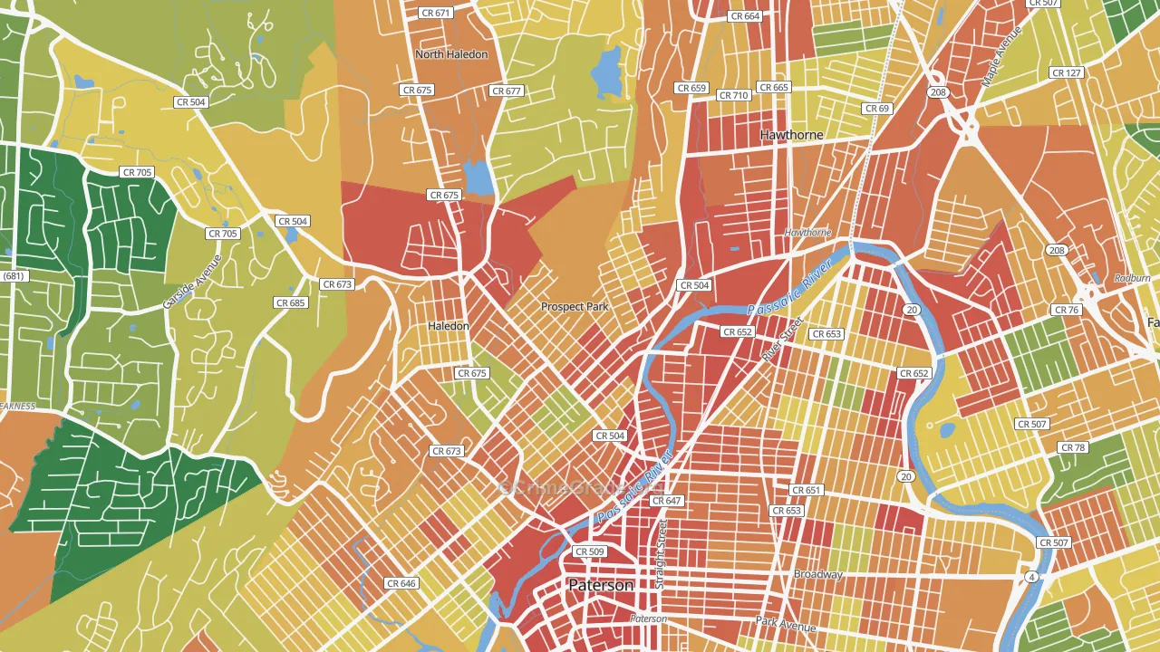 Prospect Park, NJ Map of Assault Rates