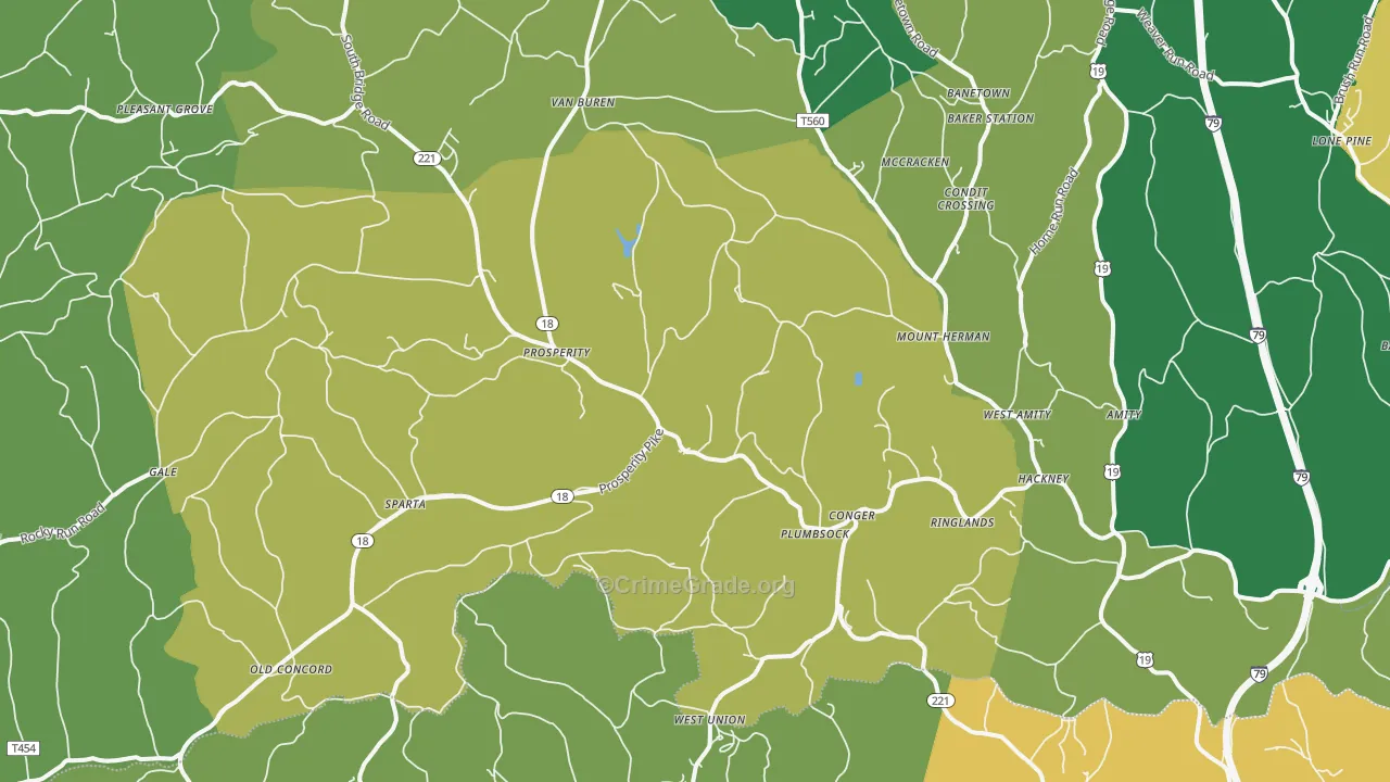 Prosperity, PA Map of Assault Rates