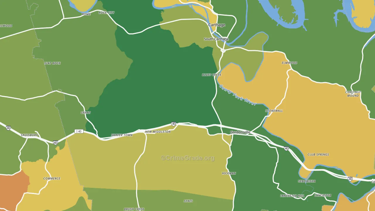 Prosperity, TN Map of Assault Rates