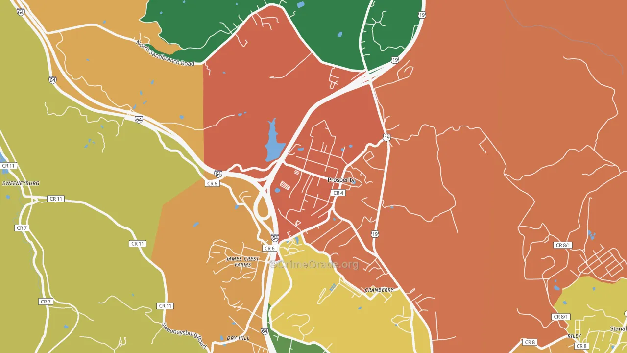 Prosperity, WV Map of Assault Rates