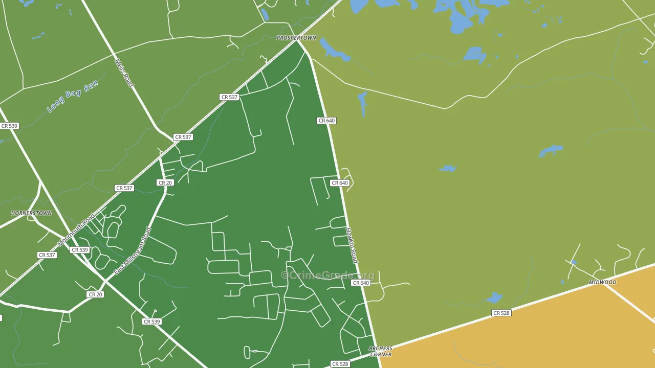 Prospertown, NJ Map of Assault Rates