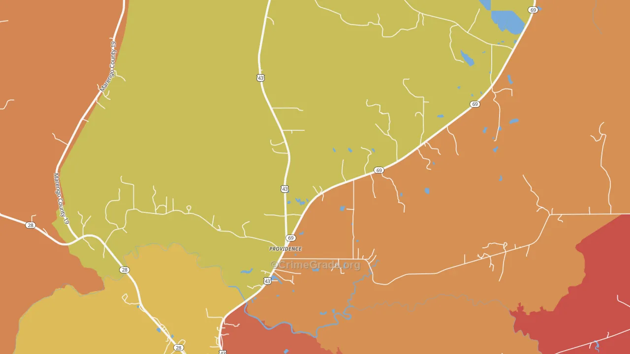 Providence, AL Map of Assault Rates