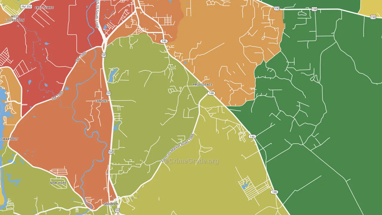 Providence, TX Map of Assault Rates
