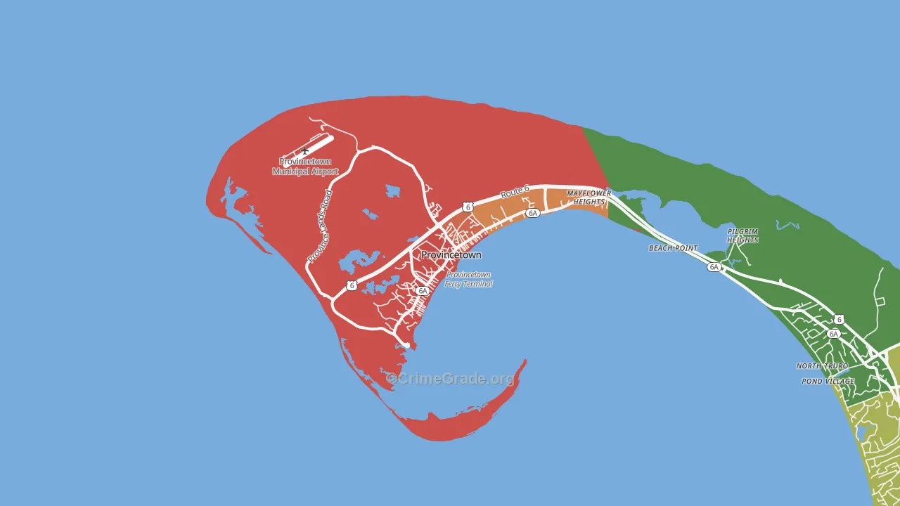 Provincetown, MA Map of Assault Rates