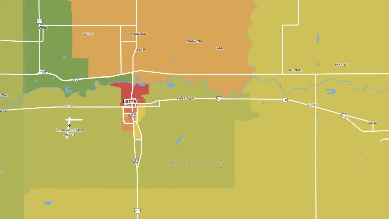 Prowers County, CO Map of Assault Rates