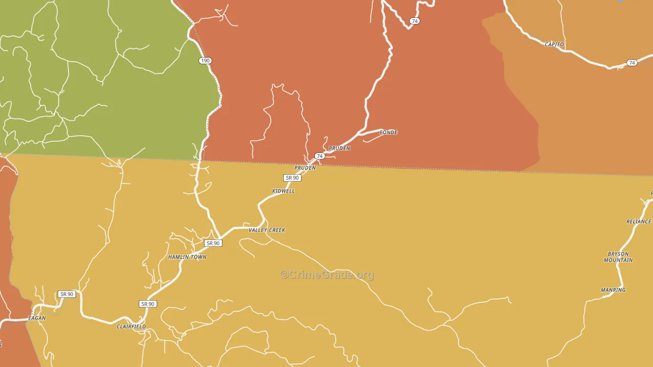 Pruden, TN Map of Assault Rates