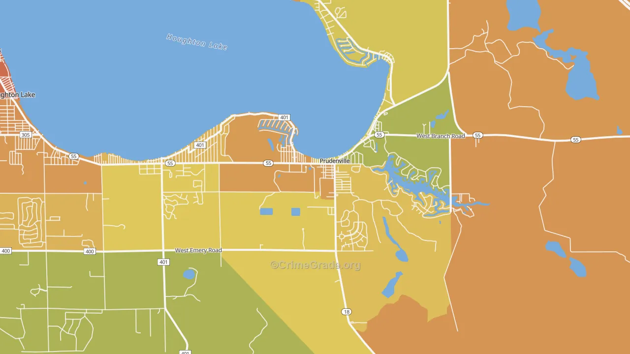 Prudenville, MI Map of Assault Rates