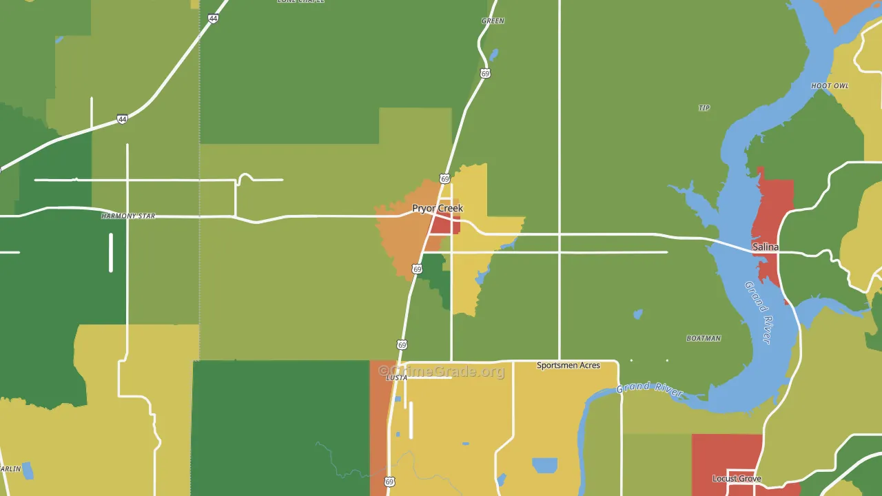 Pryor, OK Map of Assault Rates