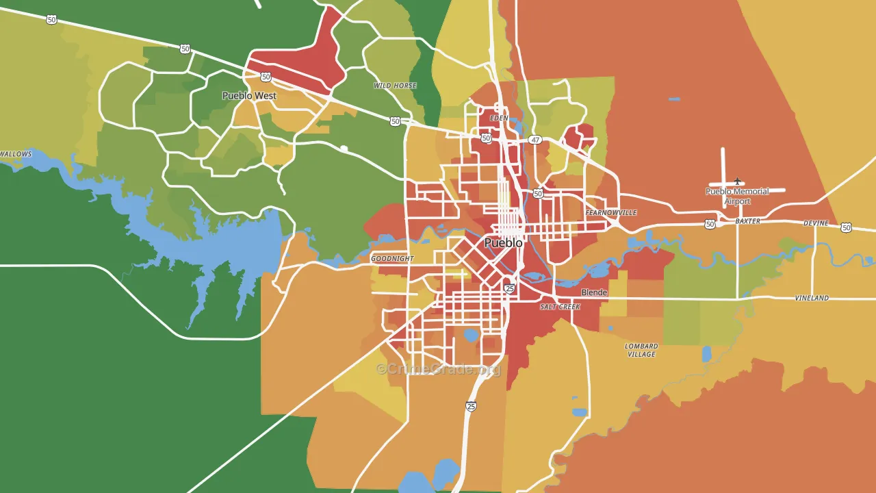 Pueblo County, CO Map of Assault Rates