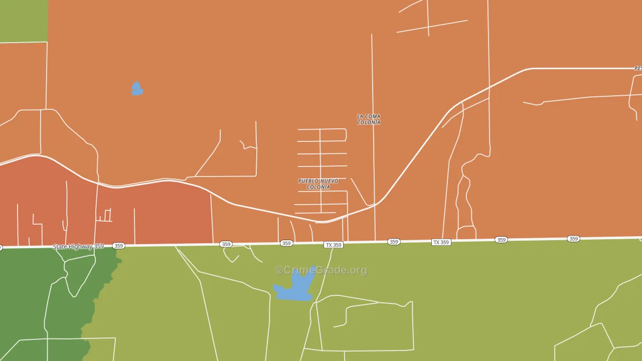 Pueblo Nuevo, TX Map of Assault Rates
