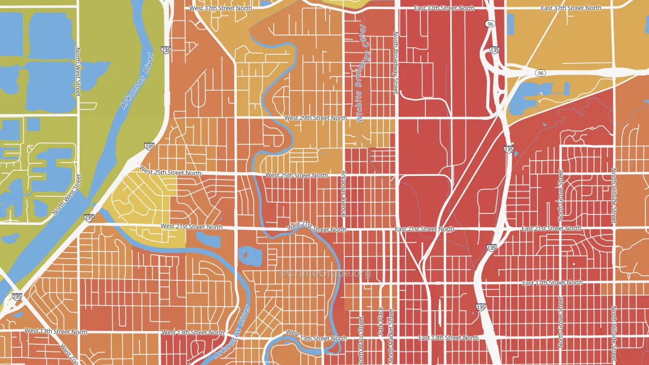 Pueblo, Wichita, KS Map of Assault Rates