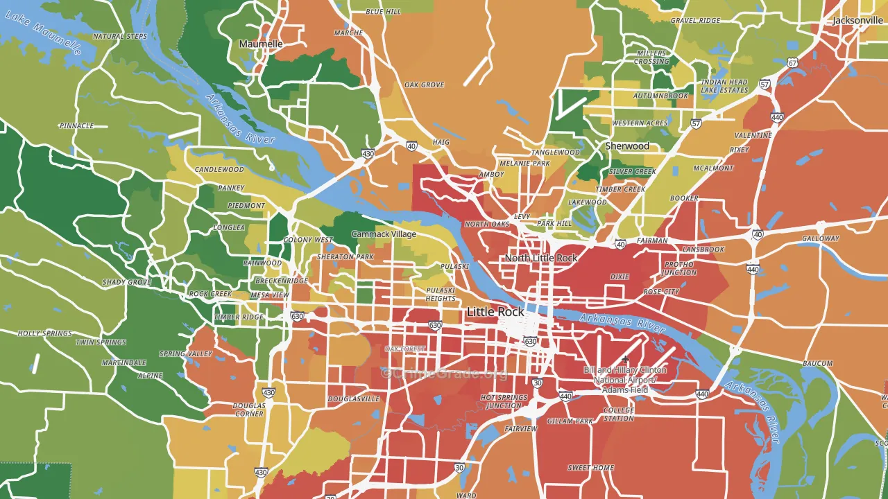 Pulaski County, AR Map of Assault Rates