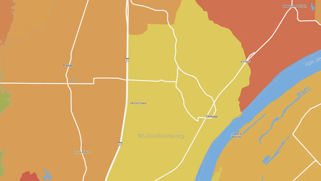 Pulaski County, IL Map of Assault Rates