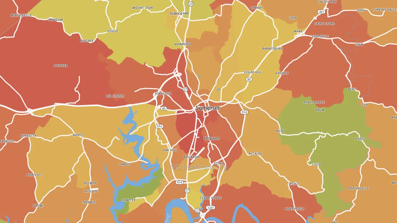 Pulaski County, KY Map of Assault Rates