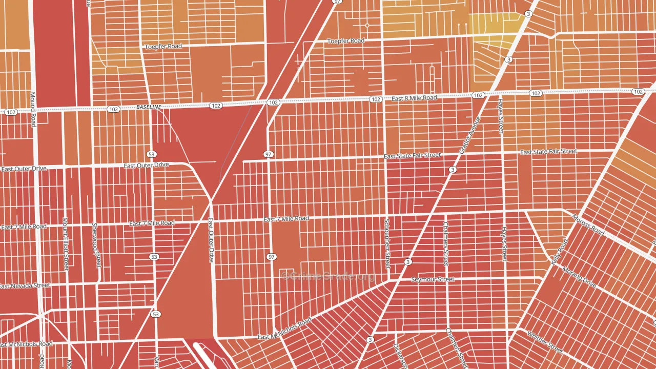 Pulaski, Detroit, MI Map of Assault Rates