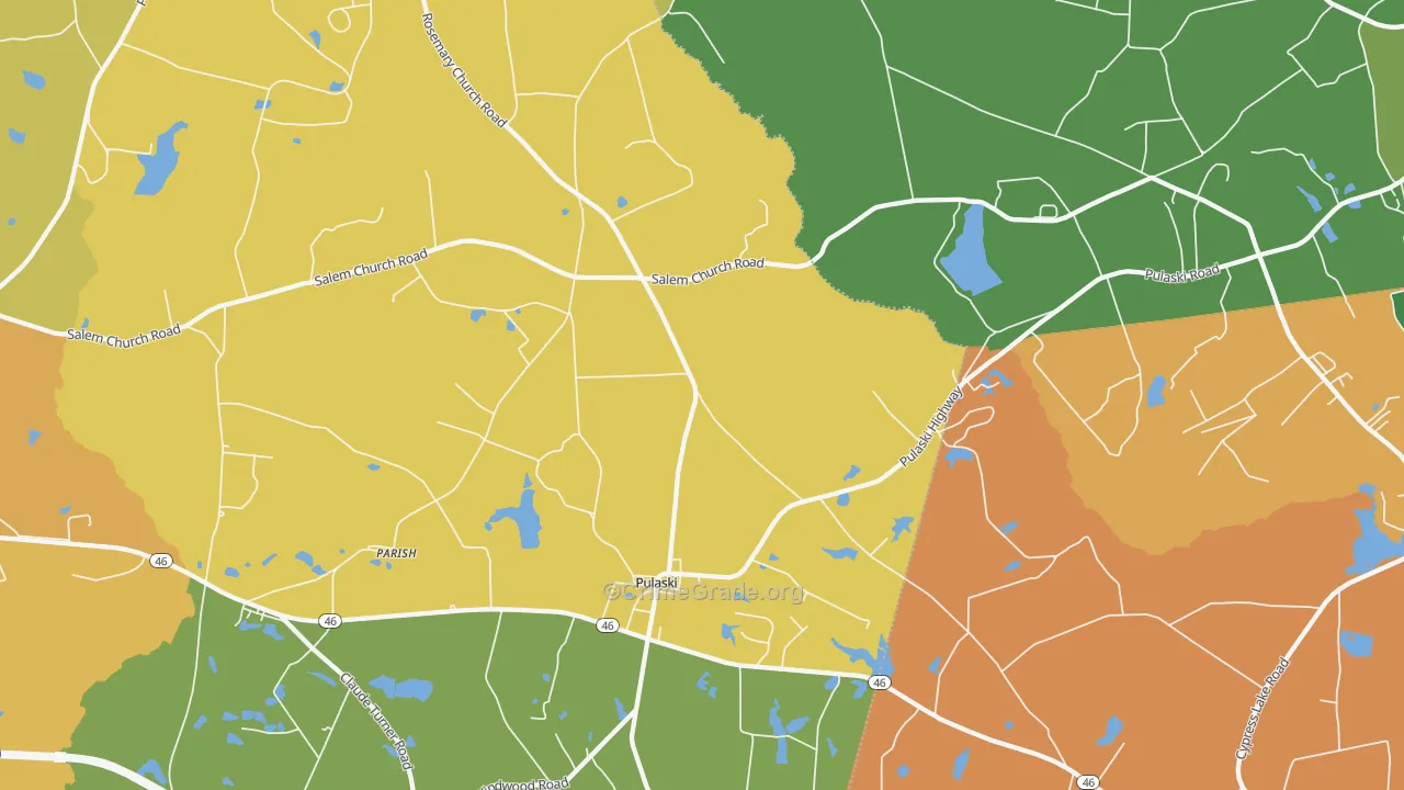 Pulaski, GA Map of Assault Rates