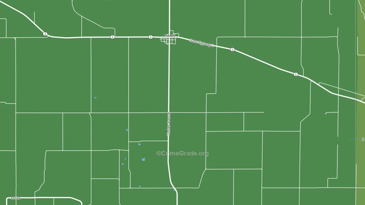 Pulaski, IA Map of Assault Rates