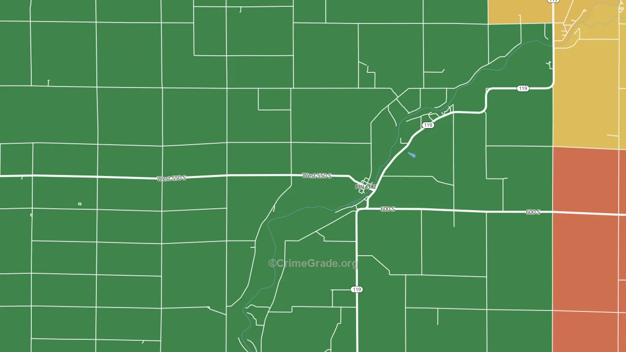 Pulaski, IN Map of Assault Rates