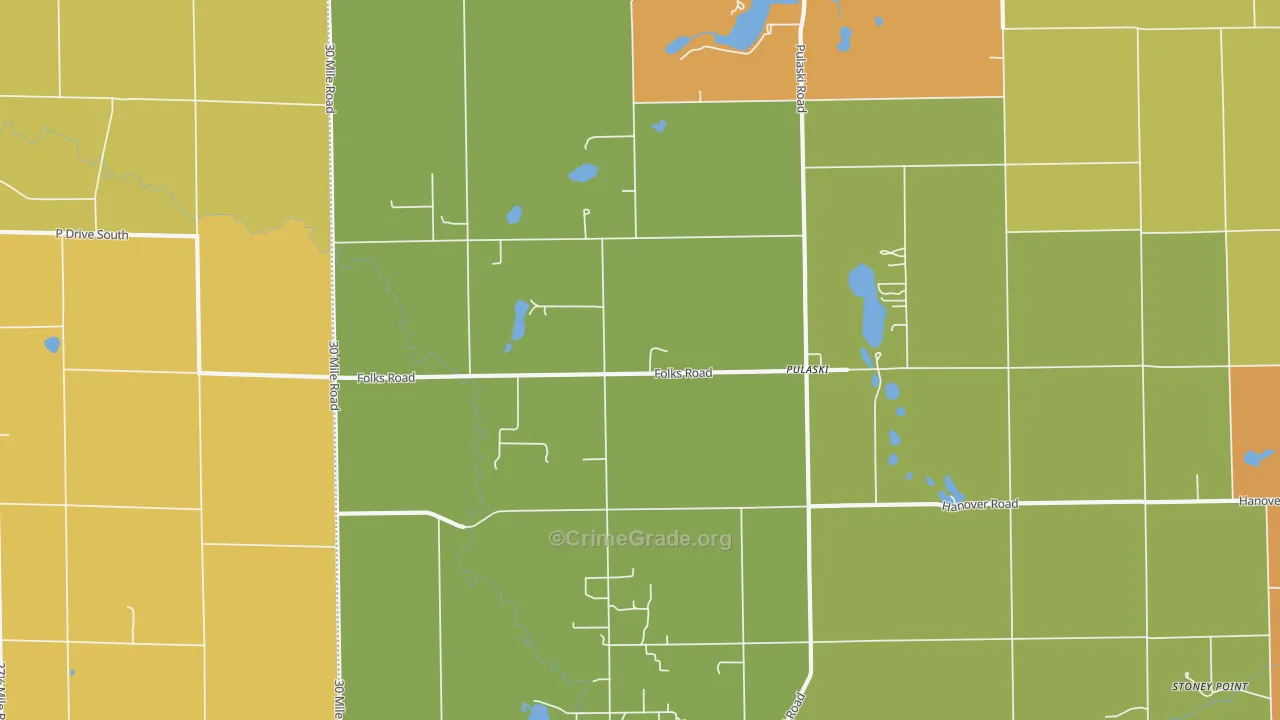 Pulaski, MI Map of Assault Rates