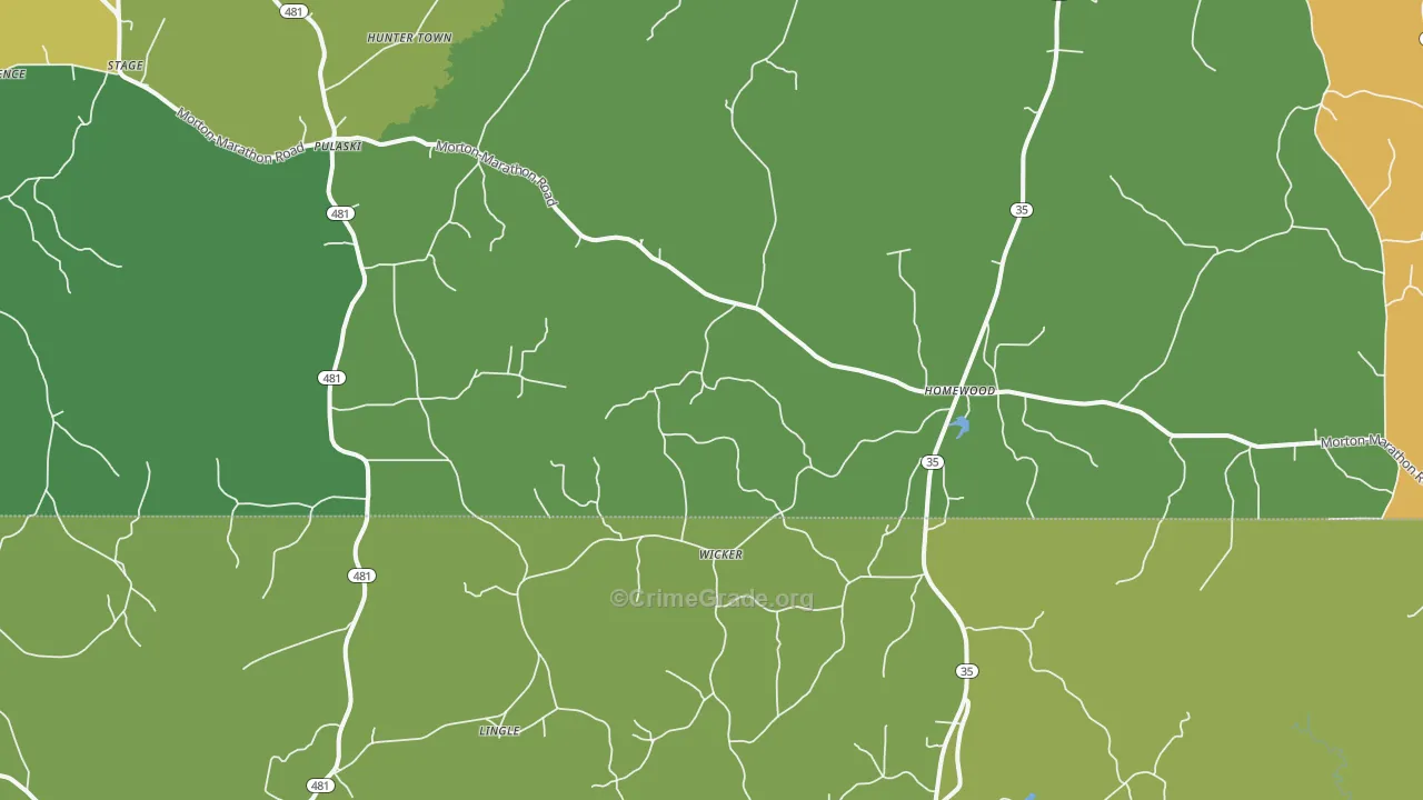 Pulaski, MS Map of Assault Rates
