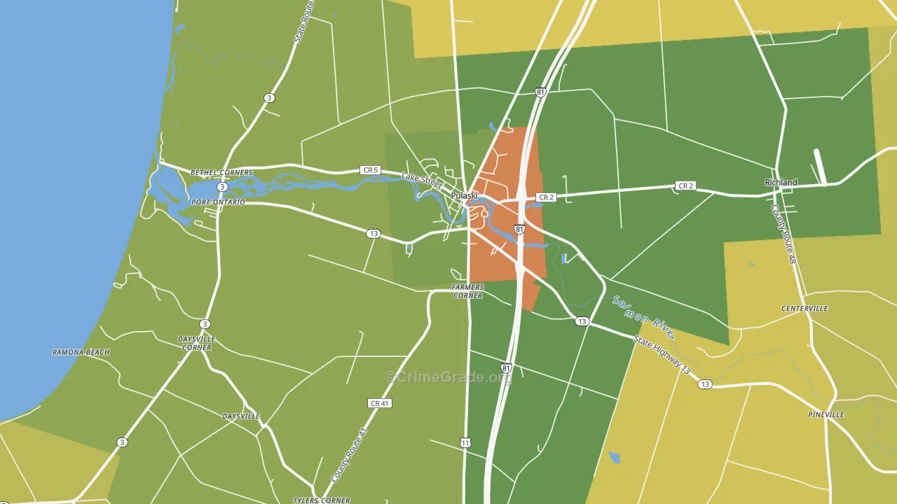 Pulaski, NY Map of Assault Rates
