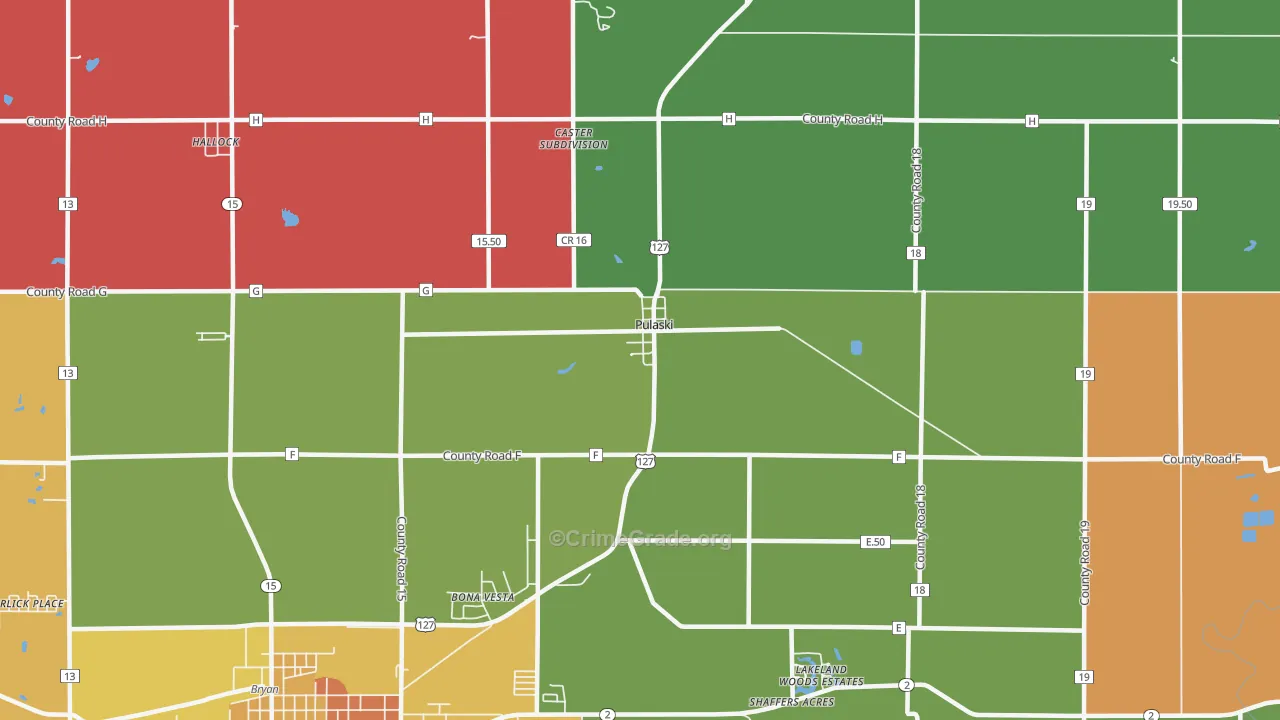 Pulaski, OH Map of Assault Rates