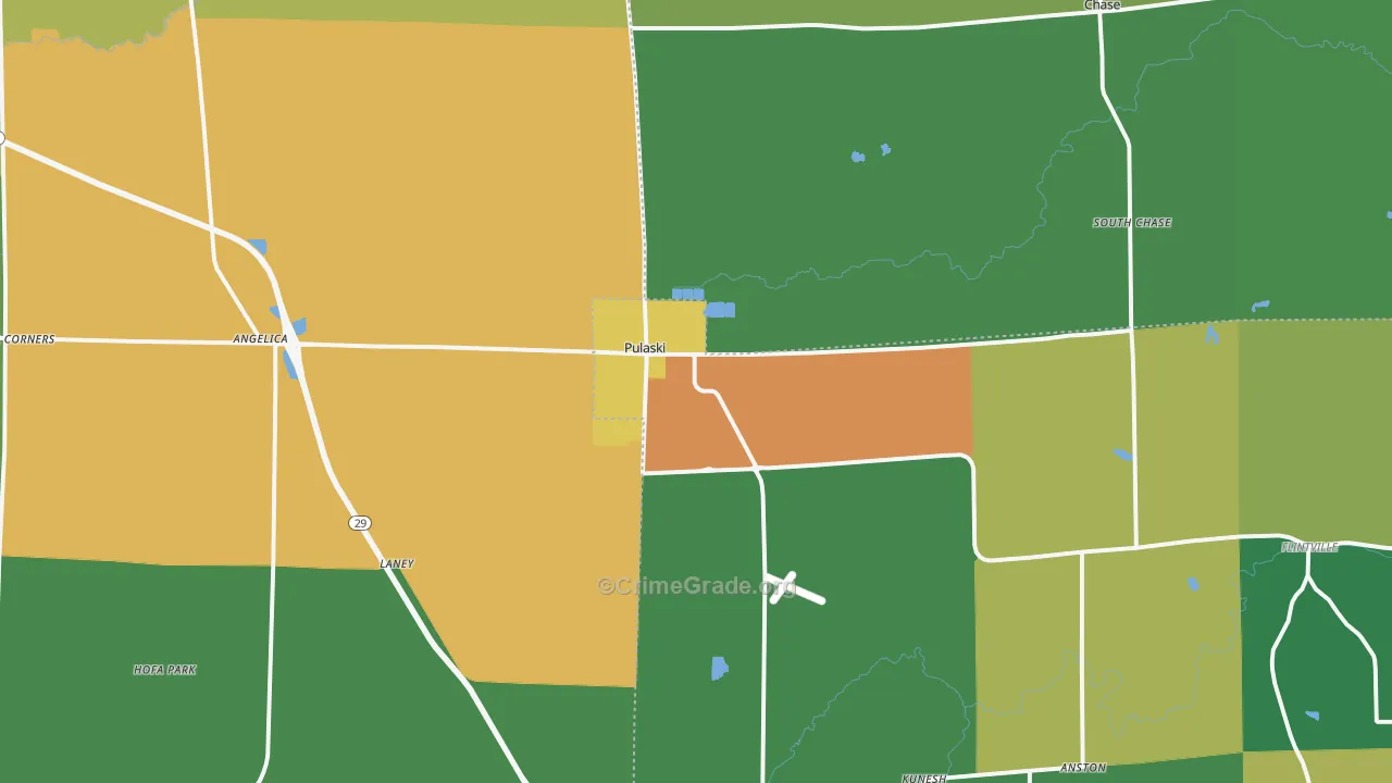 Pulaski, WI Map of Assault Rates