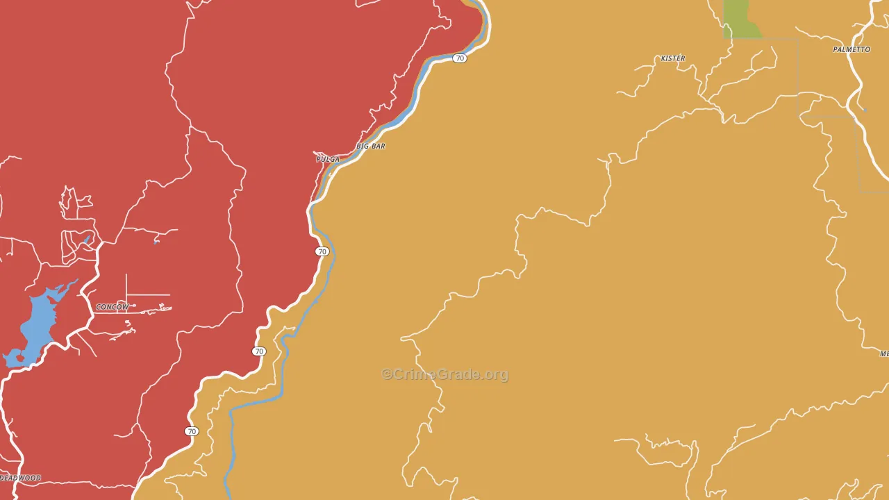 Pulga, CA Map of Assault Rates
