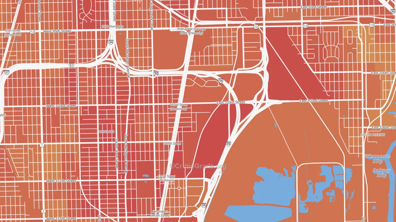 Pullman, Chicago, IL Map of Assault Rates