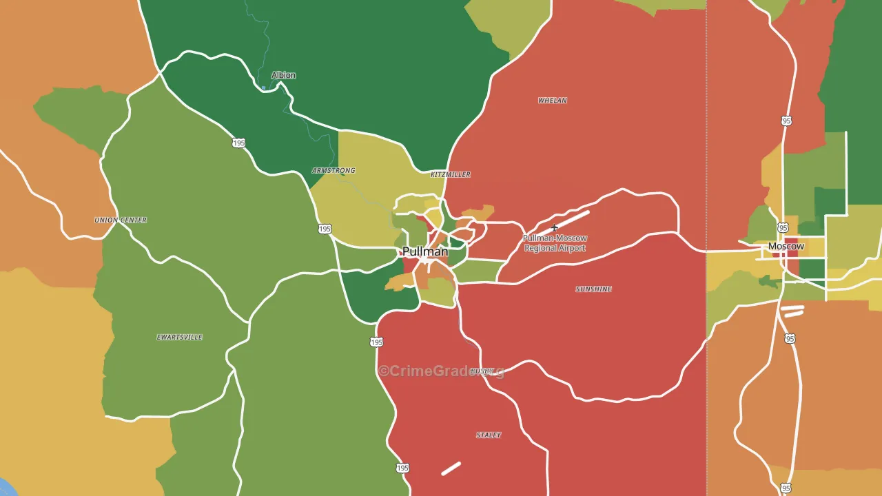 Pullman, WA Map of Assault Rates