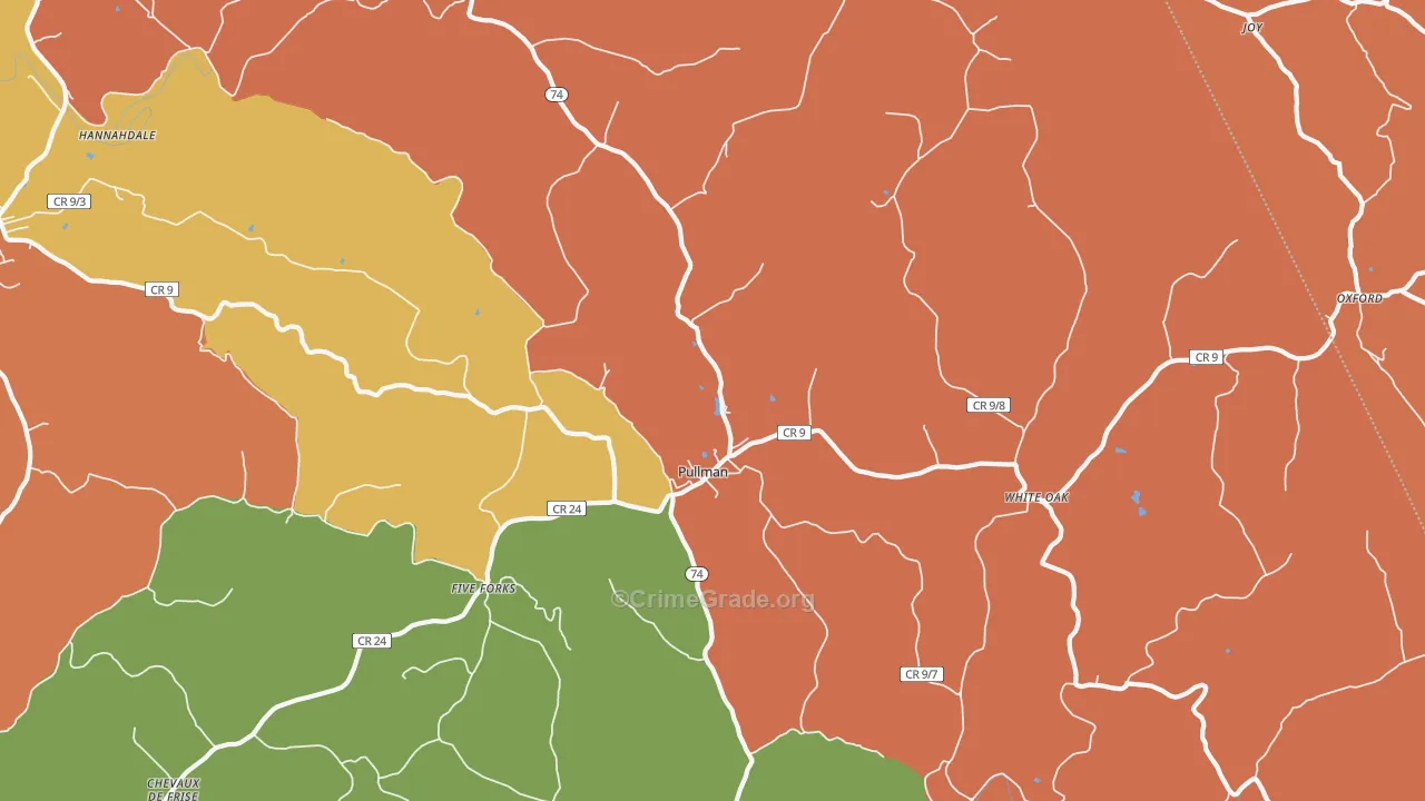Pullman, WV Map of Assault Rates